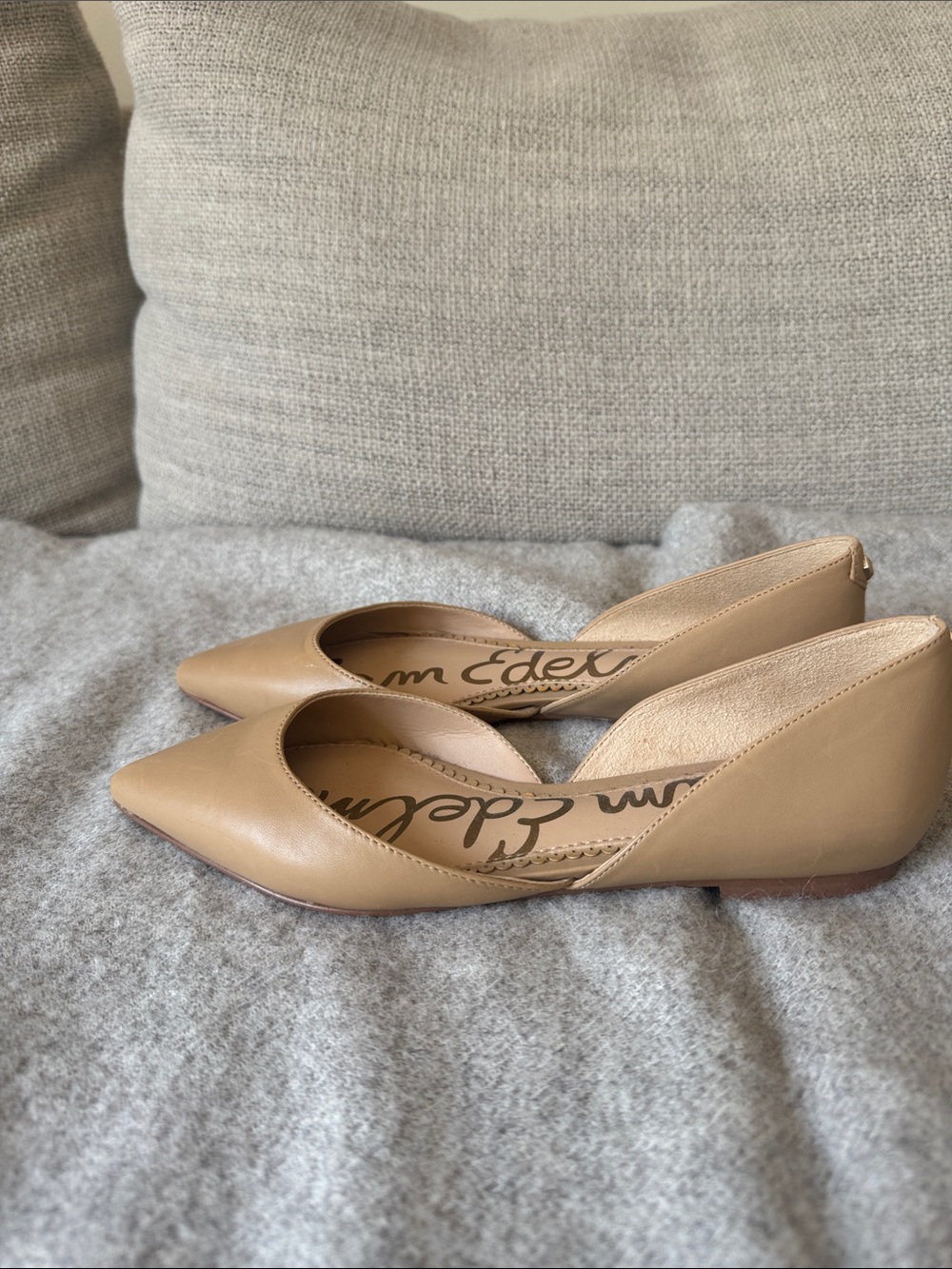 Sam Edelman Beige Tan Pointed D'Orsay Flats
